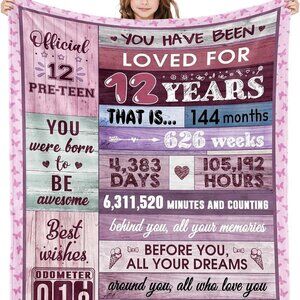 Flannel Blanket Throw  / 60"X50" /12th Birthday  GREAT BIRTHDAY GIFT / BRAND NEW